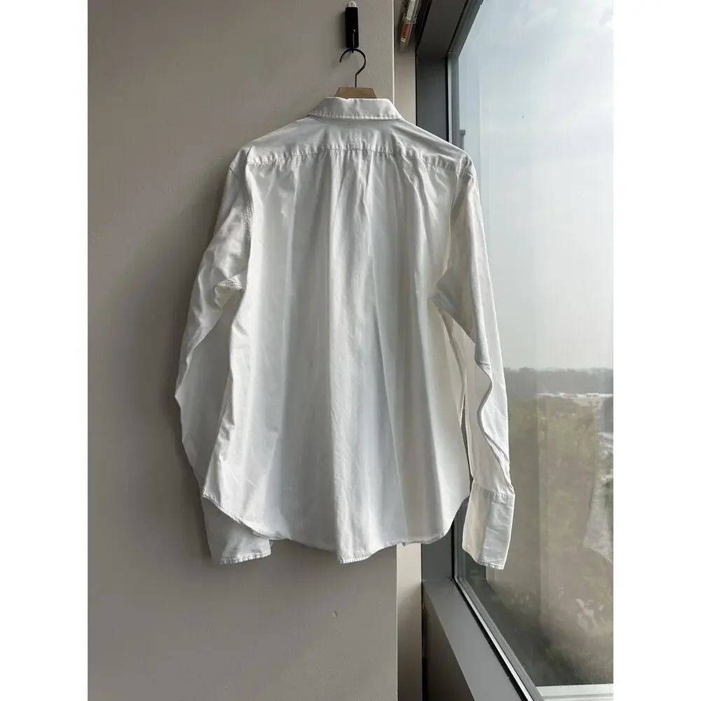Polo Ralph Lauren Douglas Men's White Solid Cotton Pleated Dress Shirt XL